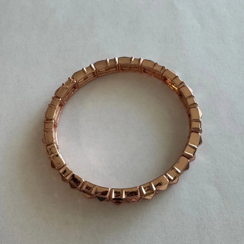 Bomb Party Stack | Single Bracelet| Stretchy | Geometric & Gems | Rose Gold